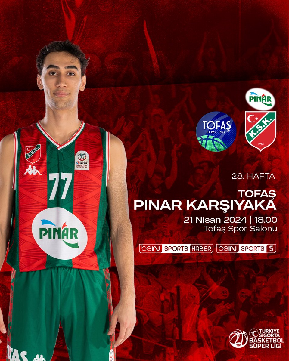 Pınar Karşıyaka’mız Türkiye Sigorta Basketbol Süper Ligi’nin 28’inci haftasında Tofaş’a konuk olacak. 💚❤️