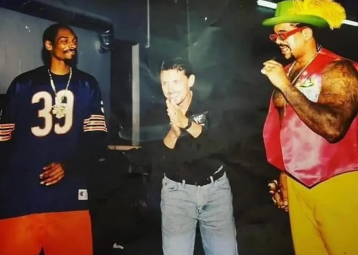Michael Cole, Snoop Dogg, and The Godfather smoking. (4-20-1997)