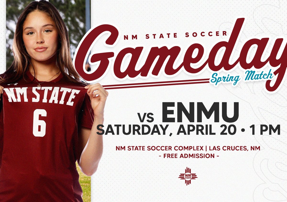 It's go time🔒 🆚 ENMU 📍 Las Cruces, N.M. | NM State Soccer Complex ⏰ 1:00 p.m. MT 🎟️ FREE Admission #AggieUp