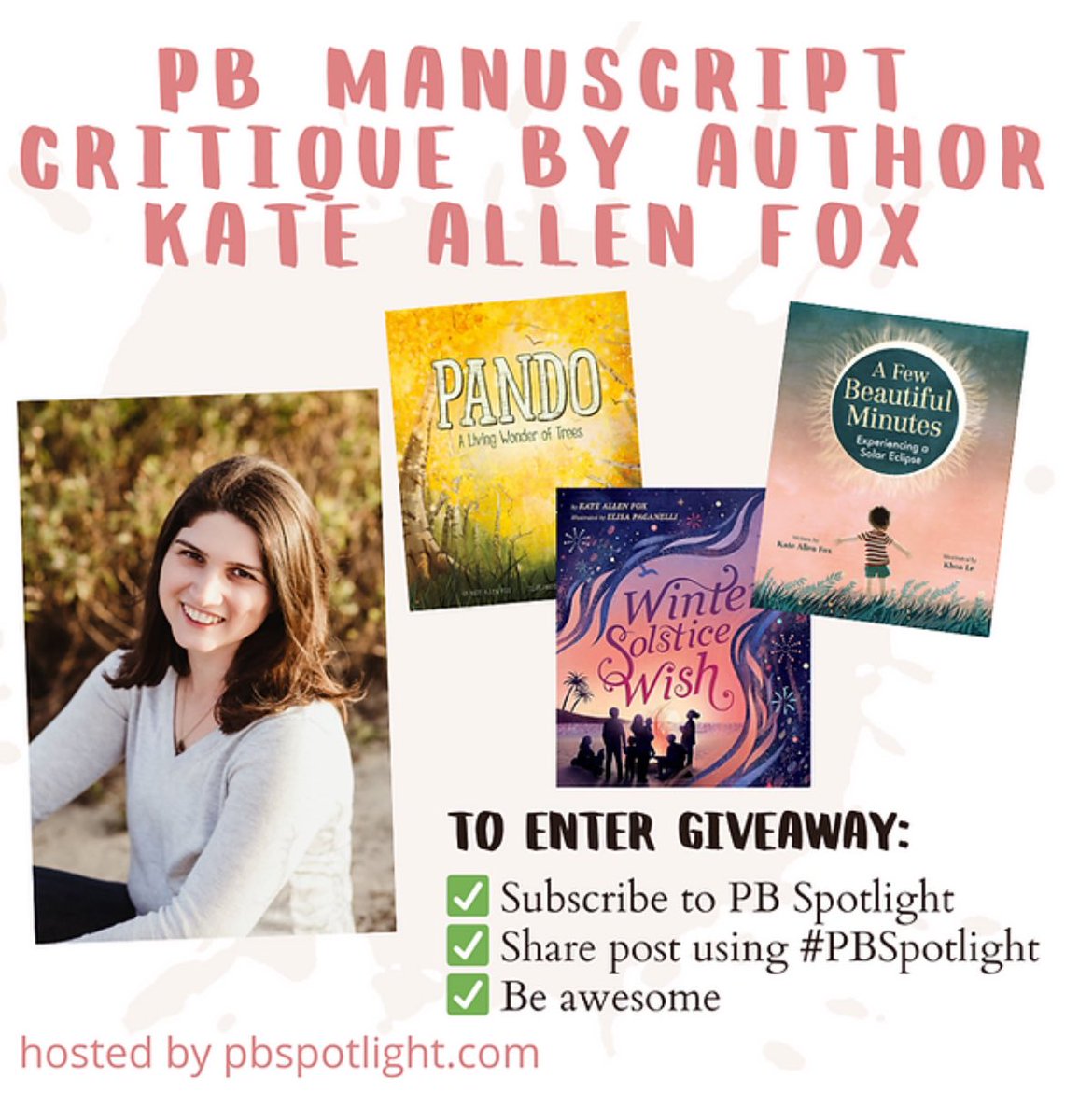 ⭐️GIVEAWAY ANNOUNCEMENT⭐️ Thanks to all for the book love and kind words for @kateallenfox and her new book A FEW BEAUTIFUL MINUTES! 🤩 The winner of a PB manuscript critique by Kate is… @SFlom03 🎉CONGRATULATIONS! 🥳 More from pbspotlight.com coming soon!🤓