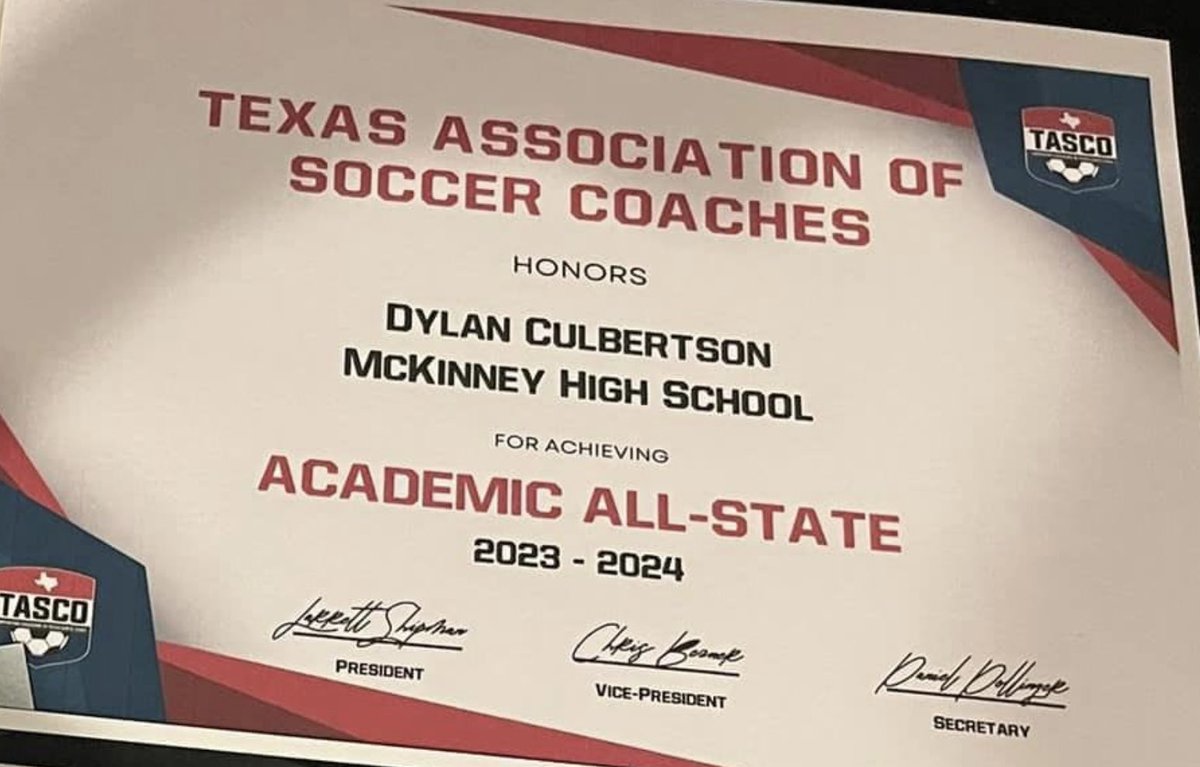 Picked these up last night at the banquet. @THSCAcoaches and @tascosoccer Academic All State. Honored.