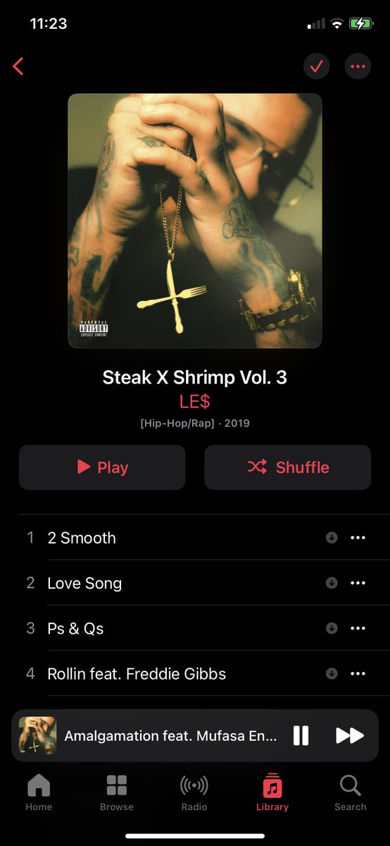 Steak x Shrimp Saturdays🥩🍤 Album of the Day: Steak X Shrimp Vol. 3 (5 favorite tracks) - Amalgamation (Top 10 Le$ imo) - Rollin - Charge it 2 Da Game - Calamari - Greenlight What’s your favorite track?🔥