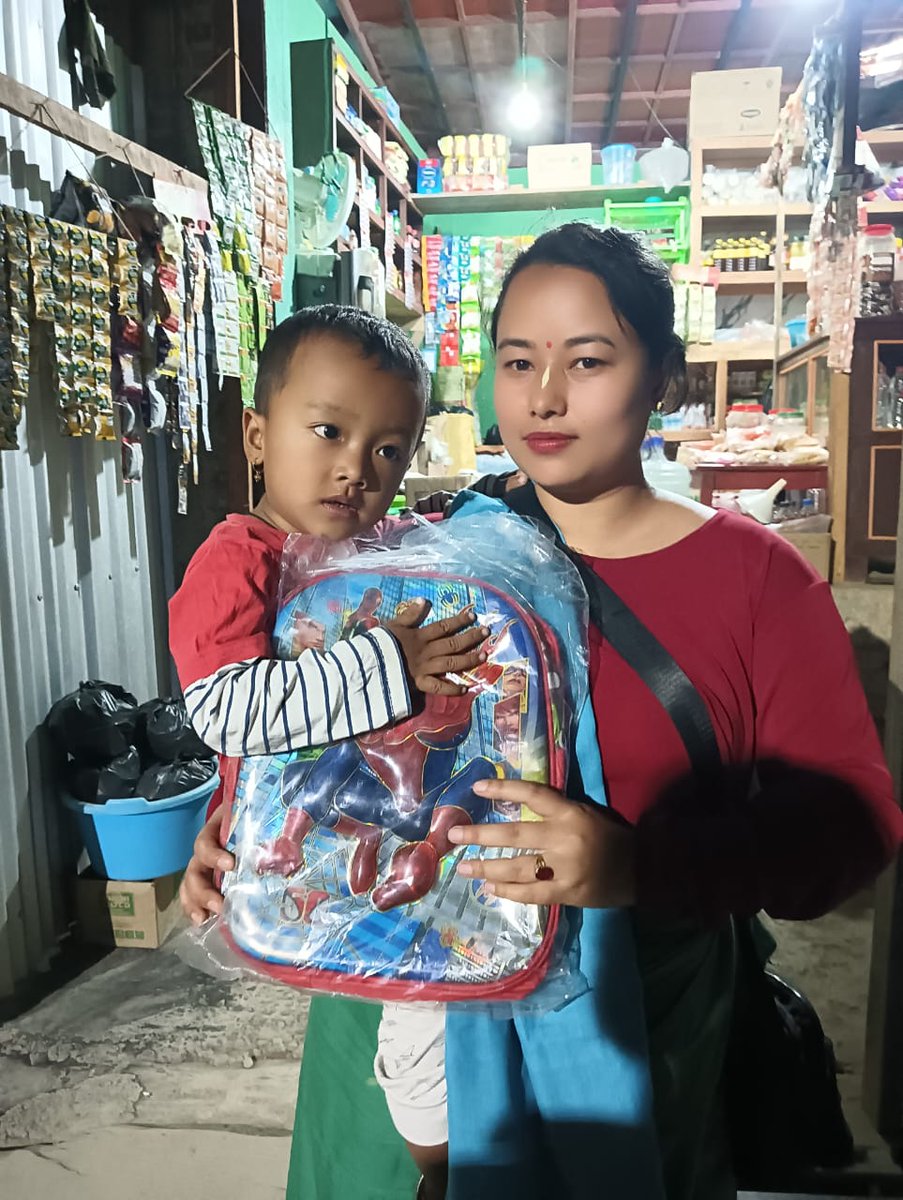 This boy is a survivor of Manipur Violence. His home and all the parents properties were burnt down and now live in a relief camp. He asked me to buy a Spiderman School Bag 🎒 to go to school. Today I gave him. This is the best thing I did today.