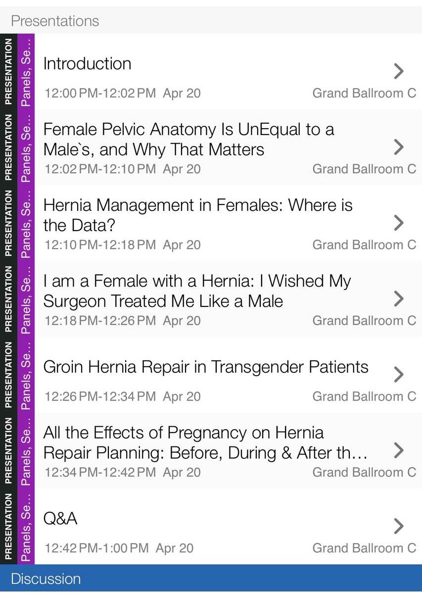 If you’re still here #SAGES2024, PLEASE come to the HERnia session at noon, Grand Ballroom C. Every surgeon must learn that females are different than males We will discuss differences in - Anatomy - History - Examination - Management - Surgical approach - Outcomes Also, we