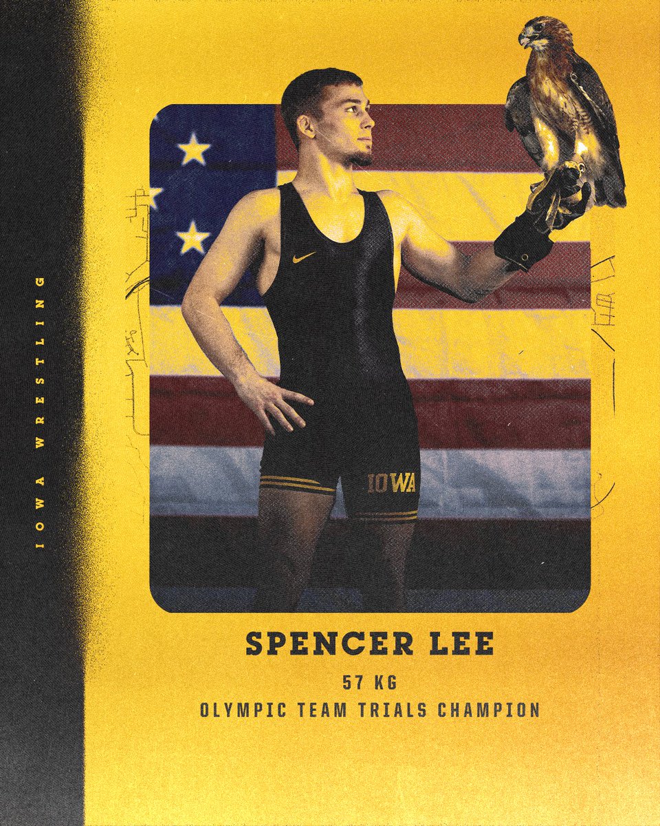 Olympic Team Trials Champion: 𝗦𝗽𝗲𝗻𝗰𝗲𝗿 𝗟𝗲𝗲 57 KG - Lee (HWC/TMWC) pinned Thomas Gilman (NLWC/TMWC), 5:58 Lee will head to the World Olympic Qualifier in Turkey, on May 11-12, needing a top-3 finish to qualify the US at 57 KG for Paris. @HWC_wrestling x #Hawkeyes