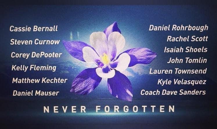 dengurl08's tweet photo. A promise made. To never forget. 25 years ago today we lost 13 precious lives. May we do better. May we be kind. #NeverForgotten #25years Columbine💙 https://t.co/b7jOEfUOHy