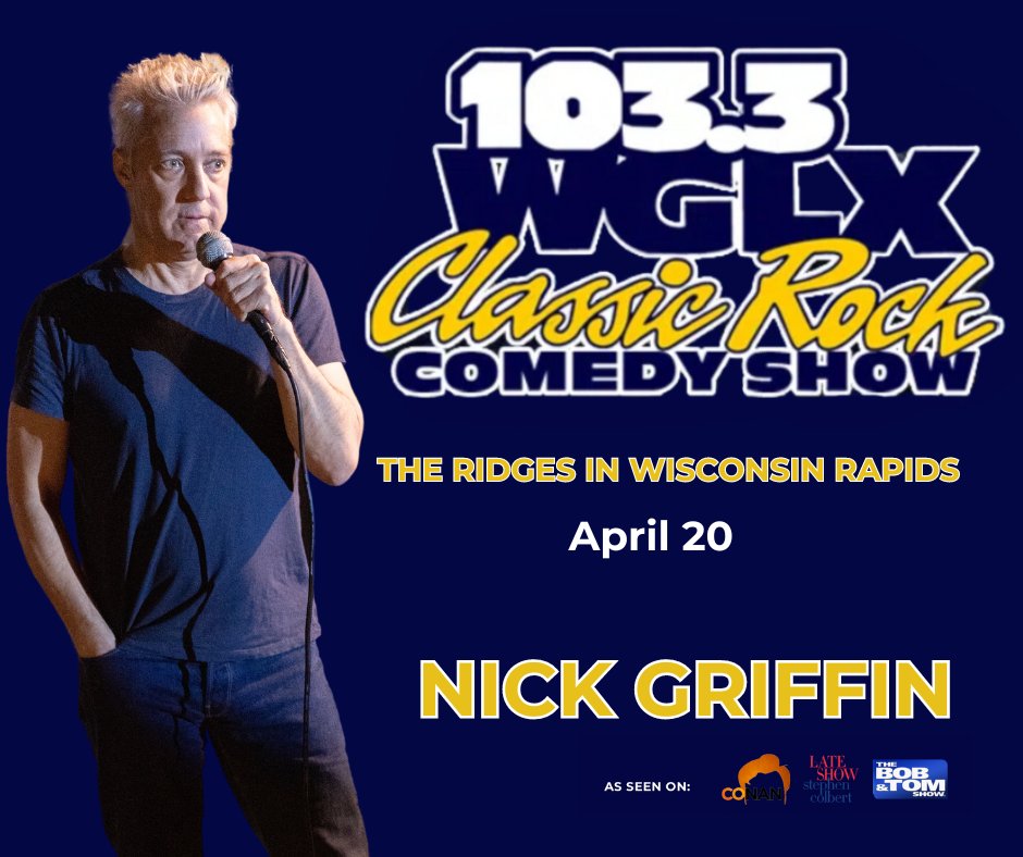 Tonight! The Classic Rock Comedy Show at The Ridges in Wisconsin Rapids. See you soon! Ticket link: wglx.com/wglx-comedy-sh…