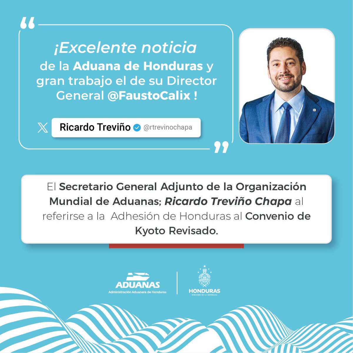 FaustoCalix's tweet photo. Comparto las diferentes opiniones que han expresado personeros de la Organización Mundial de Aduanas respecto a la aprobación por parte del @Congreso_HND para la adhesión de Honduras al convenio internacional para la simplificación y armonización de regímenes Aduaneros- Kyoto Revisado.
