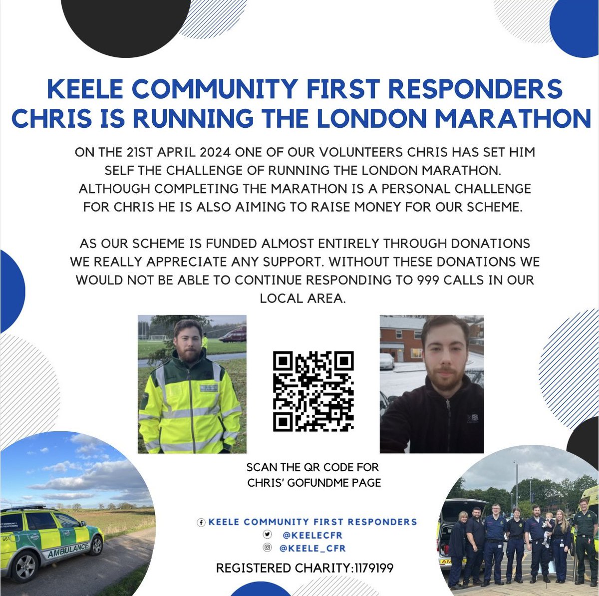 Tomorrow is the big day for one of our responders Chris as he taking on the London Marathon. We’re all supporting him the whole way! Any donations are greatly appreciated!!🏃

gofund.me/b4bfaae3
