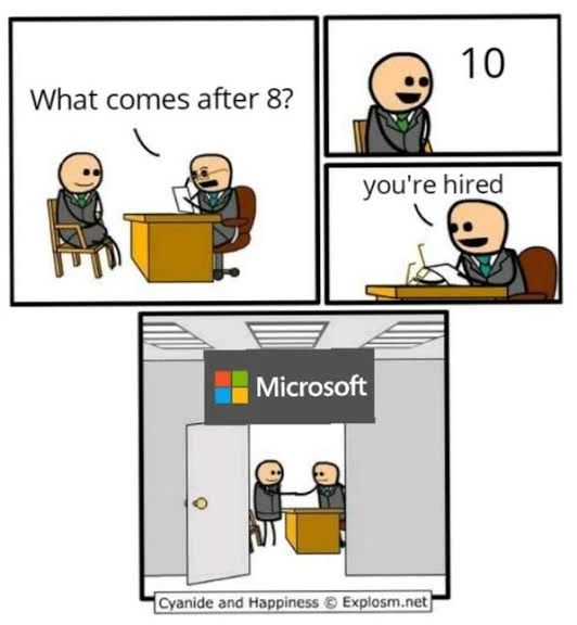 Windows 9

#gamingcommunity #gaming #pc #pcmr
#consolegames #gamer #gamerlife #gaminggear #gamingmeme #gamingnews #gamingpc #meme #memes #Pcmr #pcmrmeme
#GAMERS #GAMERSMEME #GAMERMEME #PCBuild #PCBuilding
#Windows9 #Windows10 #Windowsmeme