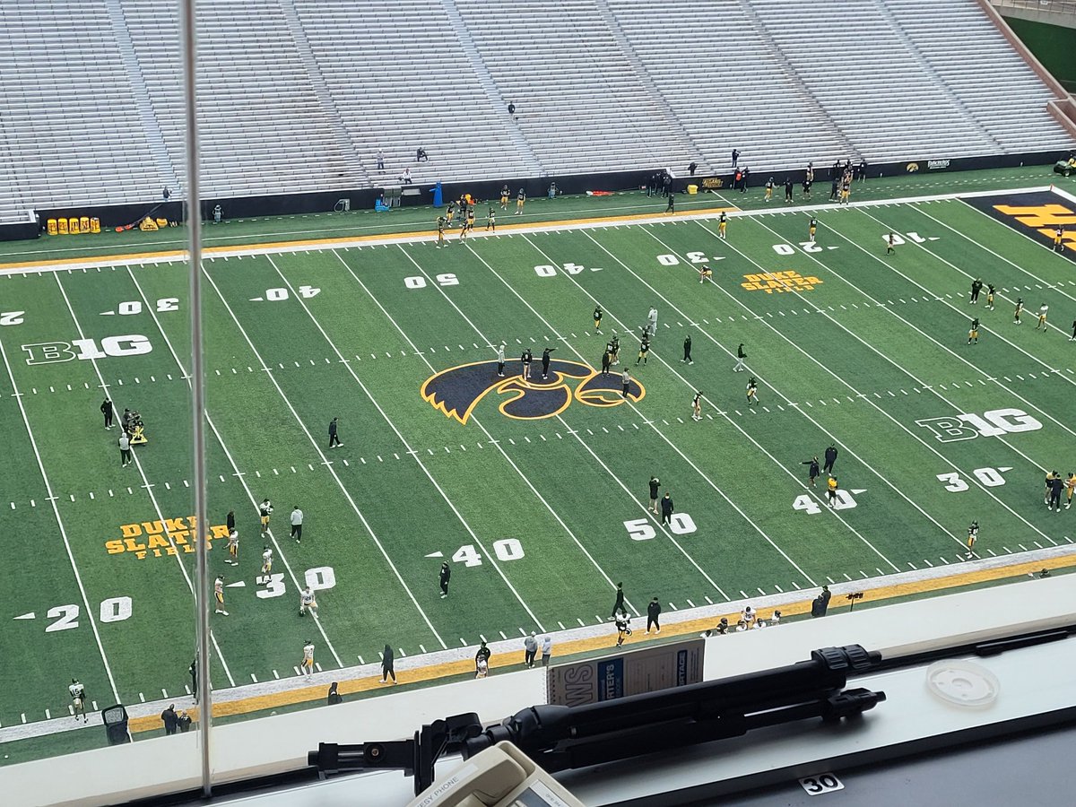 Here on a cold, windy day for @HawkeyeFootball's final spring practice of 2024 #Hawkeyes #KinnickStadium
