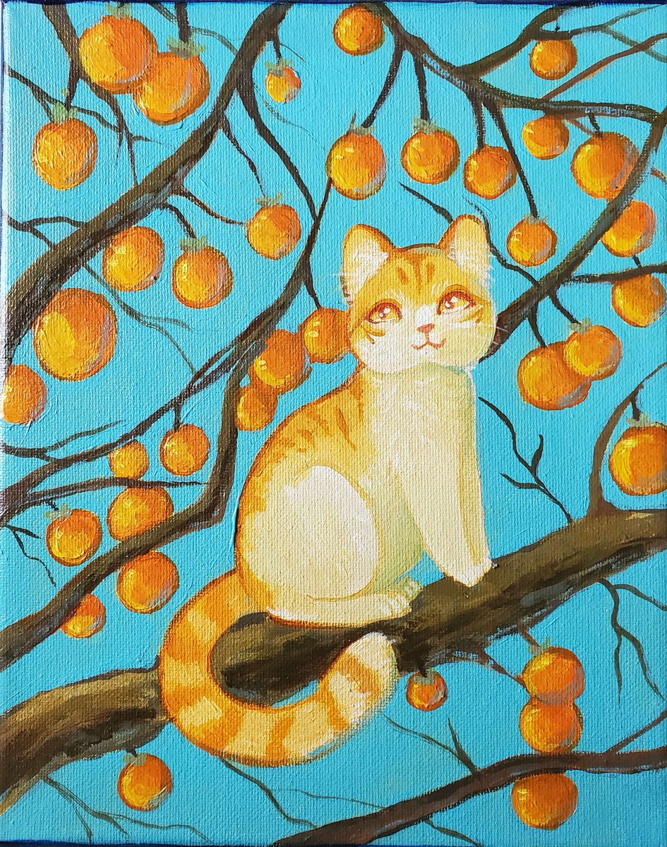 In the persimmon tree 
Original painting for sa!e in my e!sy <3