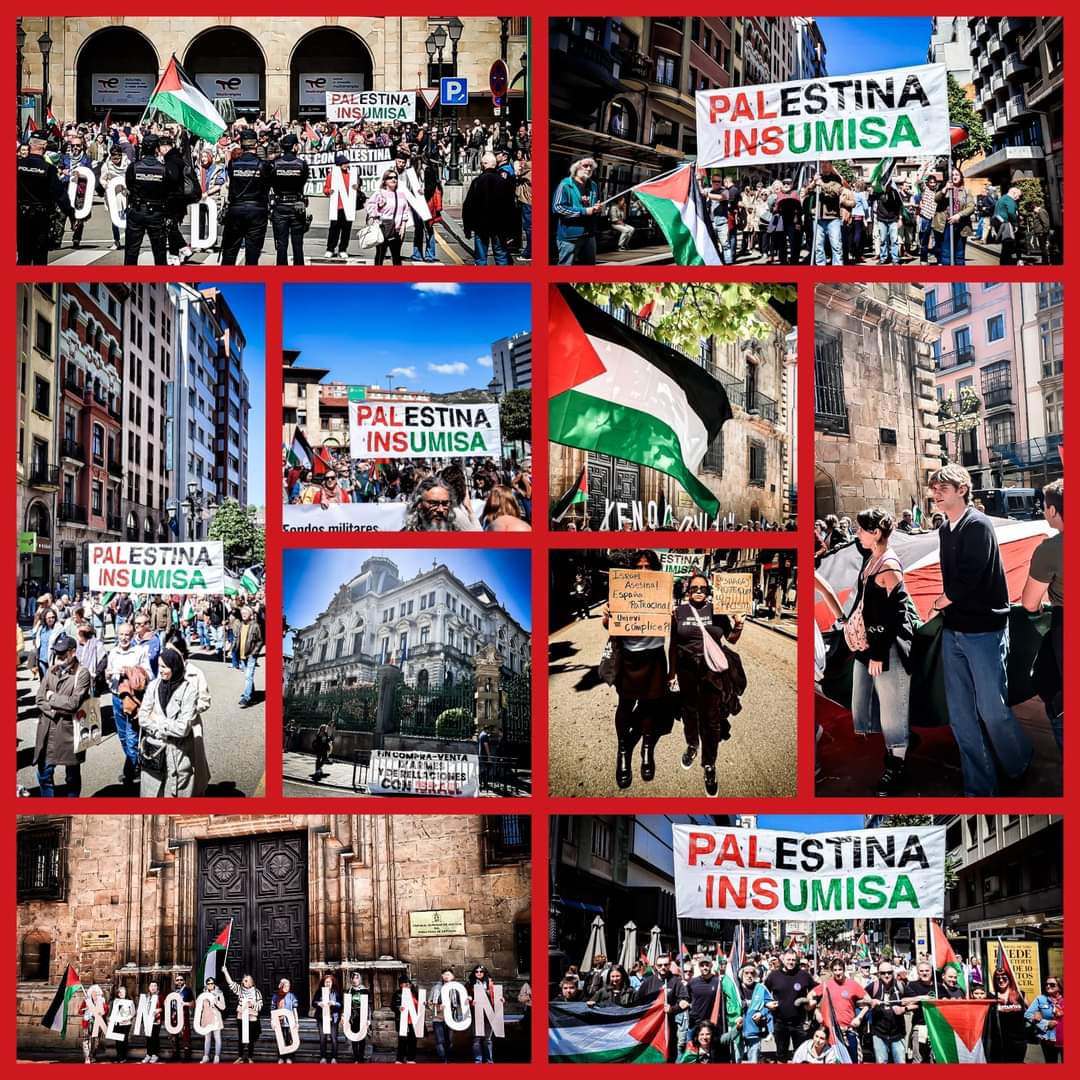 Esta mañana n'Asturies manifestámonos una vegada más en sofitu al Pueblu Palestín. Siguimos firmes contra'l xenocidiu y desiximos la rotura de rellaciones con Israel.