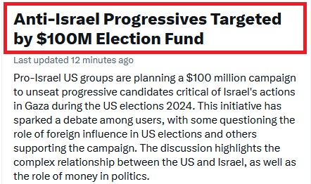 peterdaou's tweet photo. DAMN. I can't believe Putin is interfering in our elections!

Oh wait, it's AIPAC and Israel. https://t.co/6DHGyY1AnA