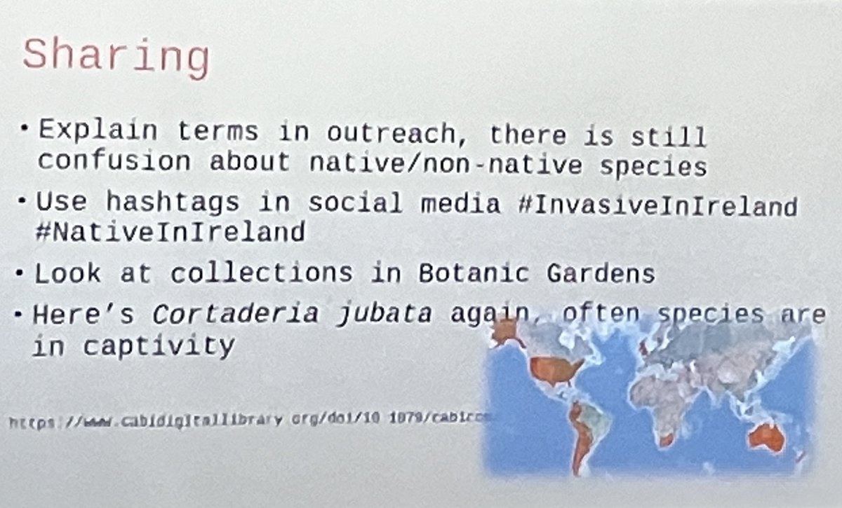 Excellent talk by @phoebeob1 on @BioDataCentre invasive plant species guide available to buy & lessons learned. See pics. Also new book co-written by Phoebe coming at Xmas on invasive plants of Britain and Ireland. #BSBISpringConference