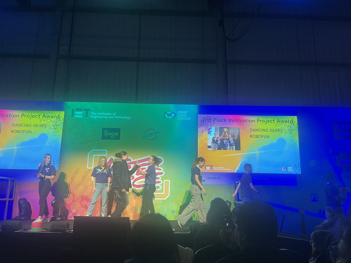 Next up is our Innovation Project Award. And the winners are… 1st place - LEGO of my bricks 2nd place - Dancing Gears Robofun 🙌 #FLLMASTERPIECEUK