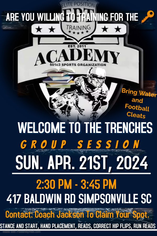 Upstate let’s get to work! Sunday Fun Day. DM to claim your spot and additional information #springball #football