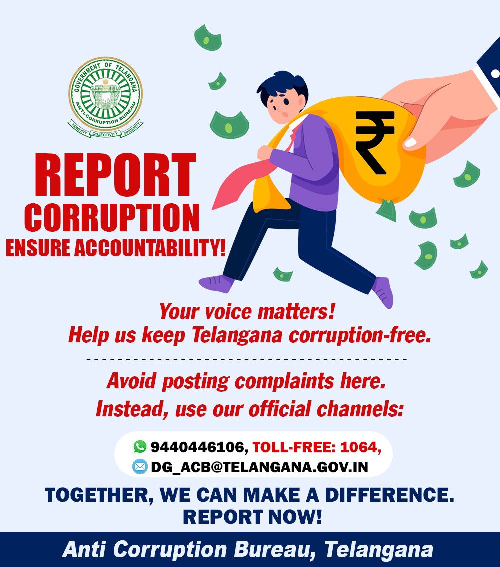 @CVAnandIPS 

#ReportCorruption #ACBTelangana #Dial1064