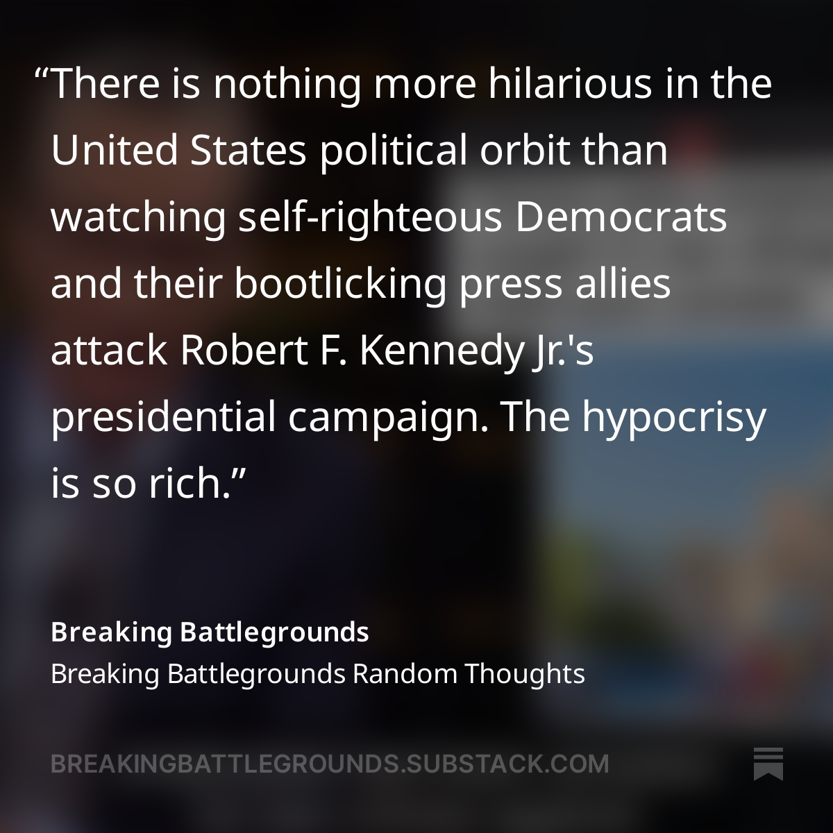 Tune in to 'Breaking Battlegrounds Random Thoughts' to never miss us calling out the left's hypocrisy. Read the full Random Thoughts piece for this week here⤵️ breakingbattlegrounds.substack.com/p/breaking-bat… We discuss all things from @JoeBiden and his Democrat friends doing everything to block