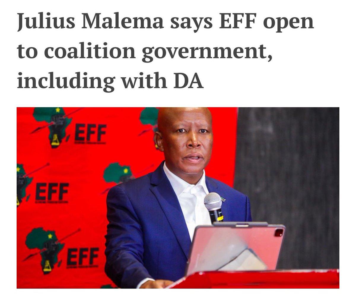 When I warned people that Julius Malema could take South Africa back into apartheid by forming a coalition with the National Party (DA) and those seeking Cape Independence, people thought I was insane. EFF are not revolutionaries, they are paid Askari who will sellout the black