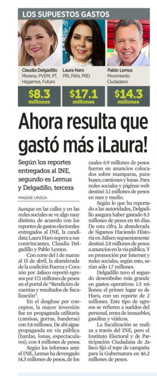 Me preguntaron por esta nota y creo que es perfecta para demostrar 3 cosas: 1- MC y Morena son lo mismo, SU PEOR ENEMIGO ES LA VERDAD. 2- Mi proyecto se conduce de forma transparente, no tengo cola que me pisen. 3- La autoridad electoral debe hacer una auditoría a las campañas.…