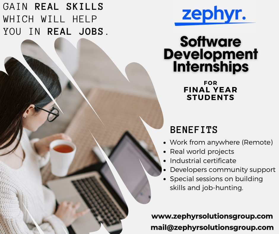 zephyrsolx's tweet photo. Software Developers Internship - Session May 2024.
Registrations are now open. Click on the link below -
https://t.co/a4tQMwnkqV

#Internships #SoftwareEngineer #webdevelopment #Career #careersportal https://t.co/trjRYwxidN