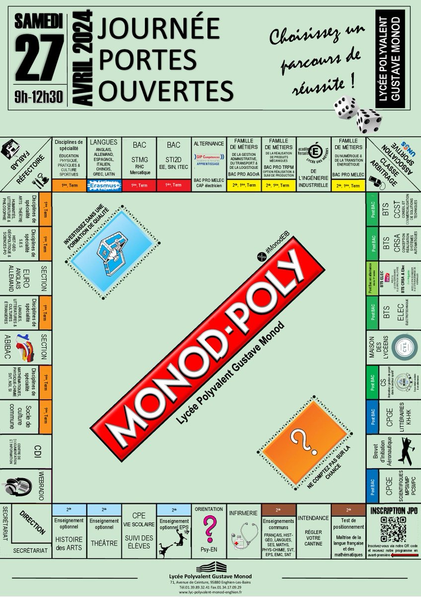 Douglas_Souchu's tweet photo. 📢 A vos agendas 🗓️J-7 avant notre JPO #PreBac LPO Gustave Monod #MonodElB @EnghienlesBains , nous vous attendons le samedi 27 avril de 9h à 12h30. Inscrivez-vous en ligne et recevez en avant première le programme de notre matinée https://t.co/aEoC5hT3Am https://t.co/Q81TaQBmQa