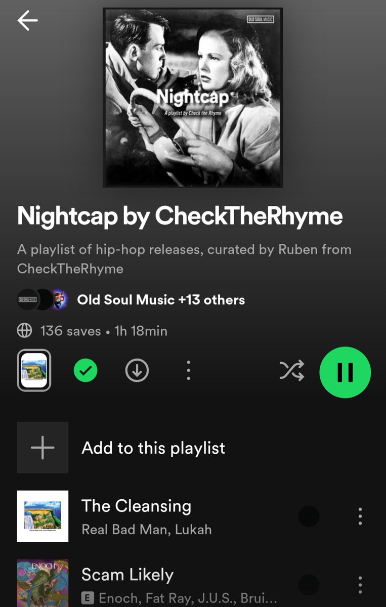 🚨 TODAY ONLY - Accepting submissions for Nightcap, my collaborative playlist with @OldSoulMusicCo Follow the playlist (linked in replies) and share your jazzy or soulful Hip Hop and R&B tracks in the replies. Spotify links only.