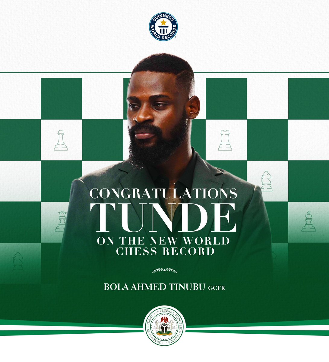 TUNDE has done it 🇳🇬👏🏾 He just set a new world record by playing chess for 58 hrs straight to raise $1M for the school fees of underprivileged kids. In his words, it's possible to achieve great things from a small place. So many lessons we can all learn from his dedication!