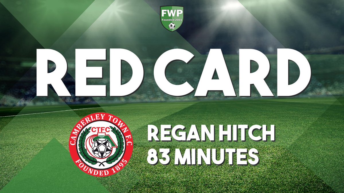 CamberleyTownFC's tweet photo. RED CARD: Regan Hitch - Camberley Town (83') https://t.co/GCxXrnIh7U https://t.co/t8zutsRNKq