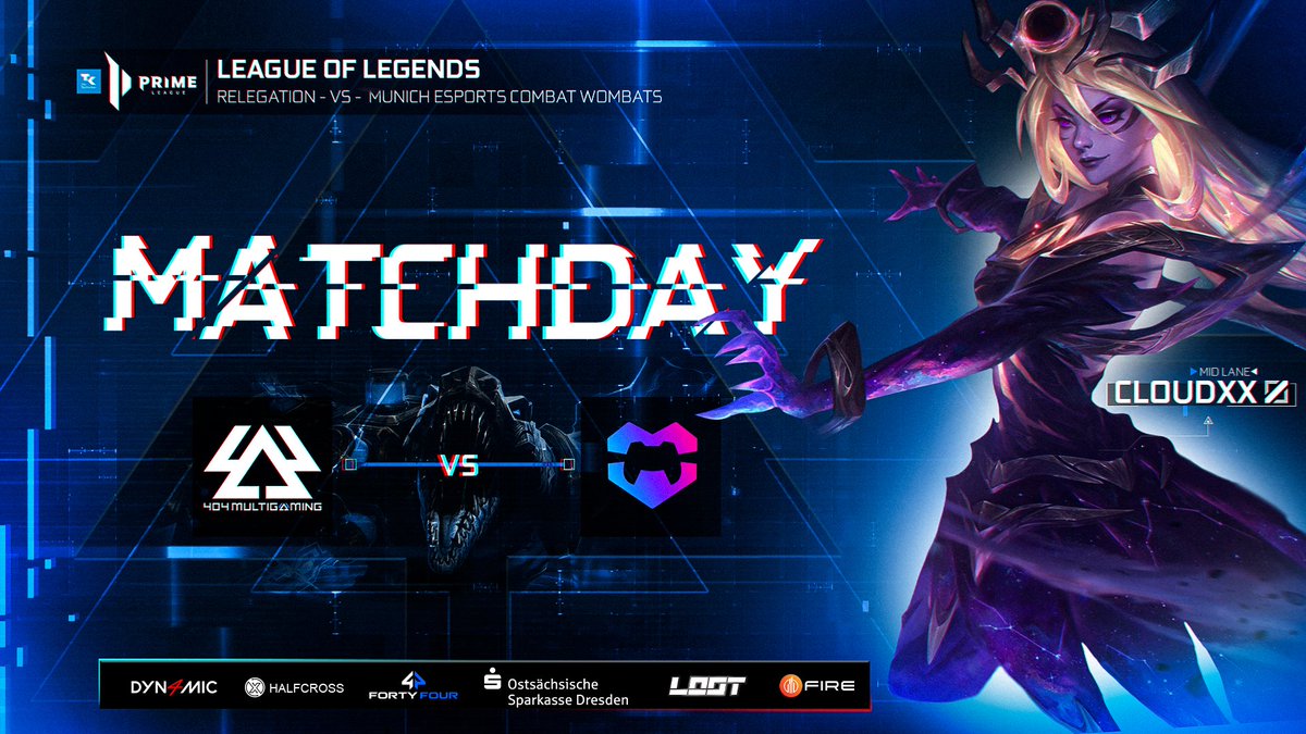 404_Multigaming's tweet photo. Kerngedanke: REIN! 😈🔥

⏰18:00 Uhr
🆚@munich_esports #CombatWombats

🔼@HammerStylee
🔁@404lojo (Sub)
▶#Cloudxx
🔽@Thomson_League
🛡@Nikto11_LoL

🔴LIVE auf https://t.co/HbN4RJBcwk

AUF GEHTS 404!💙
#404MG #404WIN #LIMITSNOTFOUND #Dresden https://t.co/2V2FFRk1Ry
