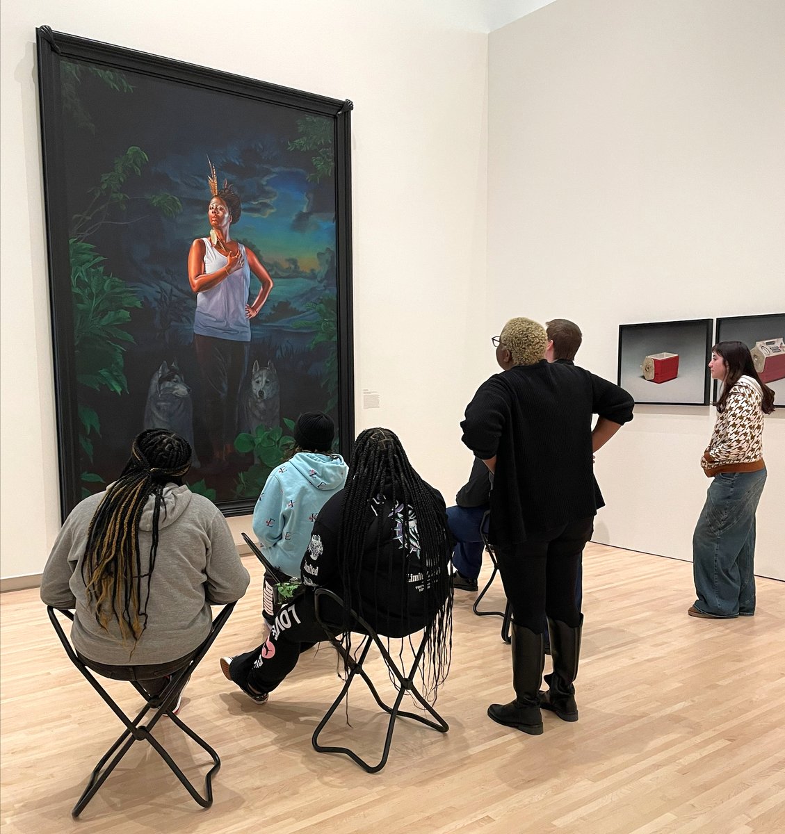 Sumner High School StudioLab community engagement interns visited the Museum to explore how artists, including Ai Weiwei, Kehinde Wiley, and Rashid Johnson, tell their stories and the stories of others.