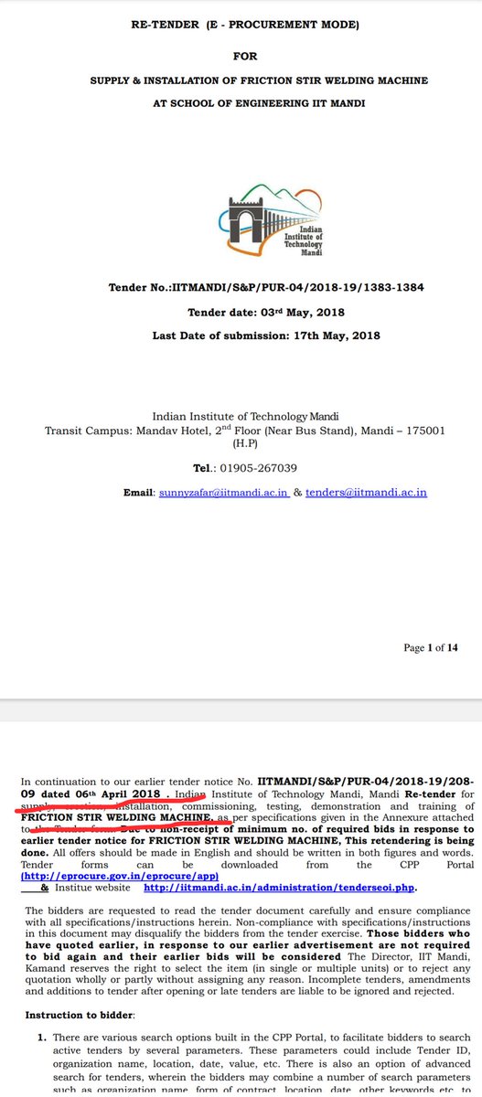 Here are double standards of USA @StateDept has sanctioned Chinese company Tianjin creative Trade Co Ltd but gave free pass to companies helping India develop Ballistic missiles.
Indian IIT-MANDI placed tender of similar Stir welding machine which was filled by UK based company.