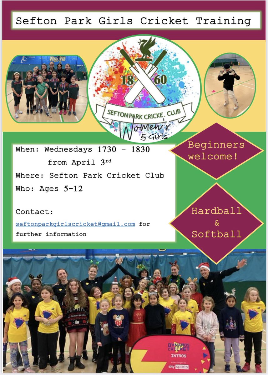 Girls’ cricket, Wednesdays 5.30-6.30pm, beginners very welcome, softball & hardball, join our fabulous group of girls to see why they love cricket so much! #thisgirlcan #girlscricket Get in touch if you’d like more info! 🏏