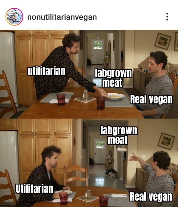 Only #utilitarians defend lab-grown meat.

Utilitarianism is not #Veganism
.
