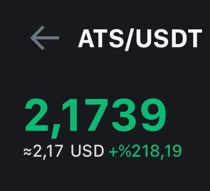 $ATS için Tp1 hedefimiz 1 buçuk günde geldi.🥳 Son 2 günde %500, son 1 günde de %218 artan bir varlıkta, tp1 hedefimiz de geldiğine göre, tp noktalarında her zaman bir miktar kar almak mantıklıdır, kar edince anaparayı dışarı almak her zaman iyidir.