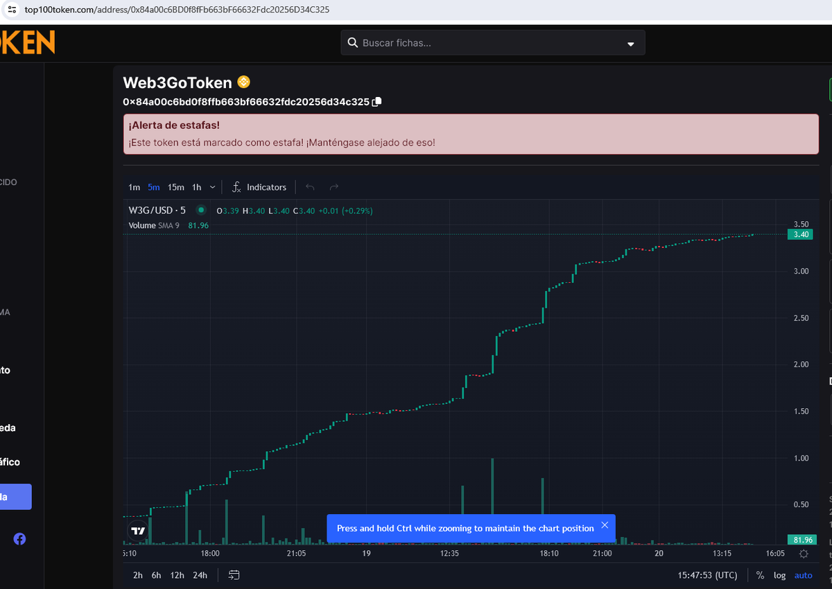 yoelocmin's tweet photo. @Aggatta7 token estafa en crecimiento $W3G W3G, no usen ese token https://t.co/uUDgYv7nBR