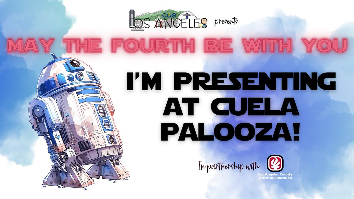 Celebrate #MayThe4thBeWithYou  with @LosAngelesCOE  and  @cuelosangeles  for the #CUELAPalozza.  Join us for an intergalactic adventure in learning, collaboration, and innovation!
@lacoe_ito #AIinEducation
Register: eventbrite.com/e/cue-los-ange…