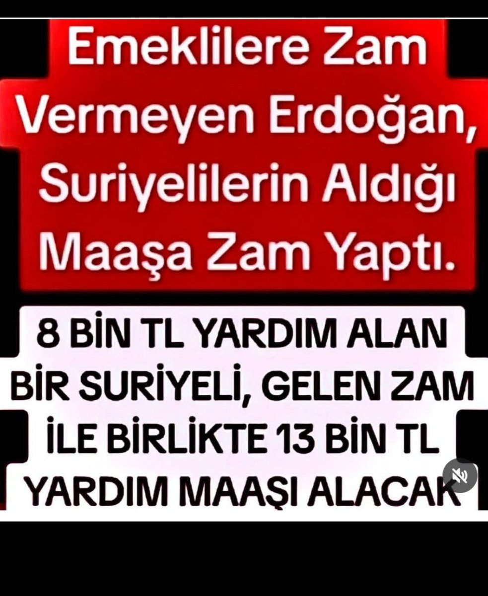 Emeklilere Zam Vermeyen Erdoğan Suriyelilerin Aldıgı Maaşa Zam Yaptı 8.000 TL Yardım Alan Bir Suriyeli Gelen Zam İle Birlikte 13.000 TL Yardım Maaşı Alacaklar 33 yıl pirim ödeyen Emekliye gelince 10.000 TL Hiç pirim ödemeyen Suriyeliye Gelince 13.000 TL #EmekliBittinizDedi