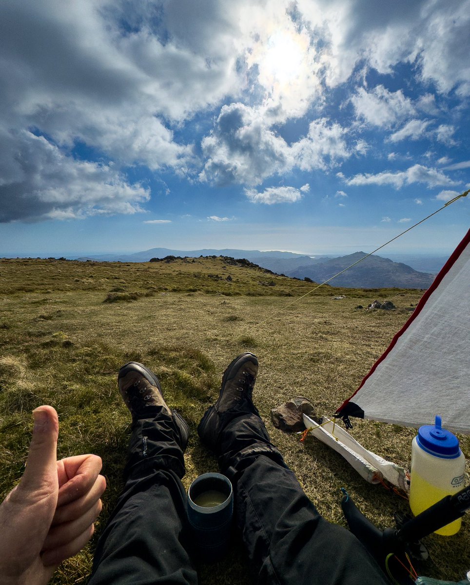 Pitched up early. A brew with a view - looking out over the Irish Sea & the Isle of Man just visible in the distance. Nice to finally get some sunshine 😎⛺️👍 #LakeDistrict