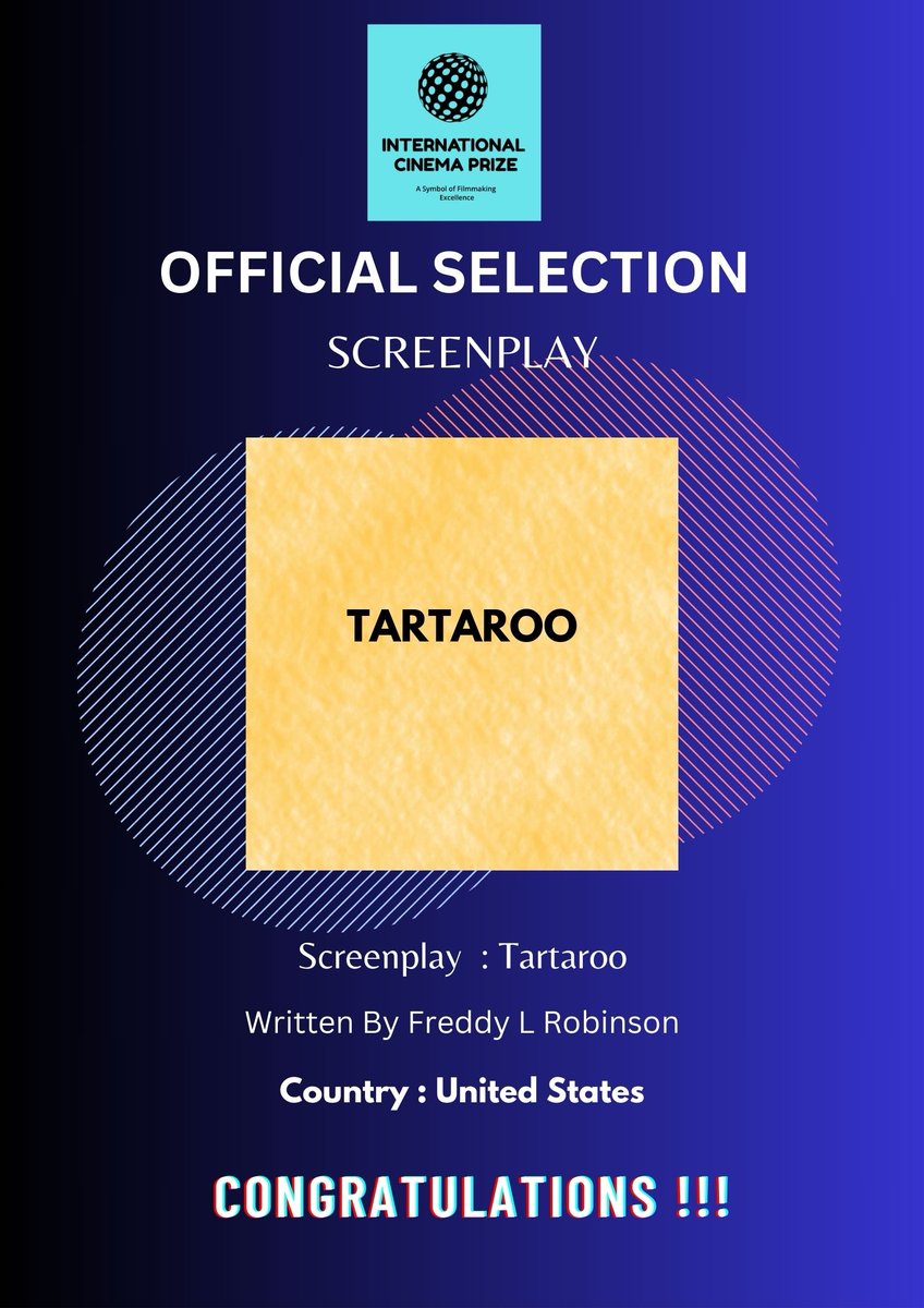 FreddyLRobinso7's tweet image. Many thanks to ICP for selecting my Feature Screenplay "Tartaroo" to your festival 😀 🙌🏾 
#filmfestival #filmfreeway #Tartaroo #featurescript #screenplay #screenwriter #suspensethriller #crime #paranormal #mystery #psychological #freddylrobinson