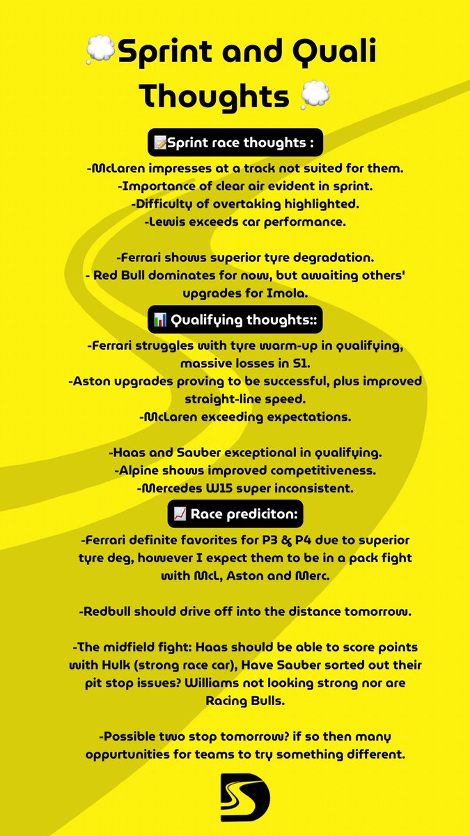 Sprint and Qualifying thoughts ⤵️💛 Check it out! All to play for tomorrow, let’s see what happens 👀 #ChineseGrandPrix 🇨🇳