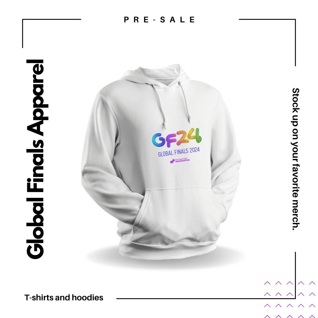 Gear up for Global Finals in style! 👕 Our pre-sale is now open for official tees and hoodies. Pre-order now and get your items shipped directly to your doorstep before you arrive in Kansas City. Shop now: hubs.la/Q02tt6jH0 #GlobalFinals2024 #DestinationImagination