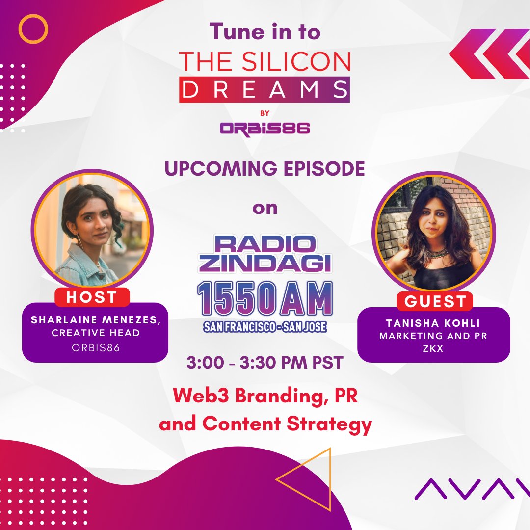 🎙️ Step into the world of innovation on this episode of The Silicon Dreams with @Kohldtakes23, Marketing and PR, @zkxprotocol, a strategic visionary with six years of expertise under her belt. 👉Tune in this Monday from 3:00 - 3:30 PM PST: radiozindagi.com/sanfrancisco/…