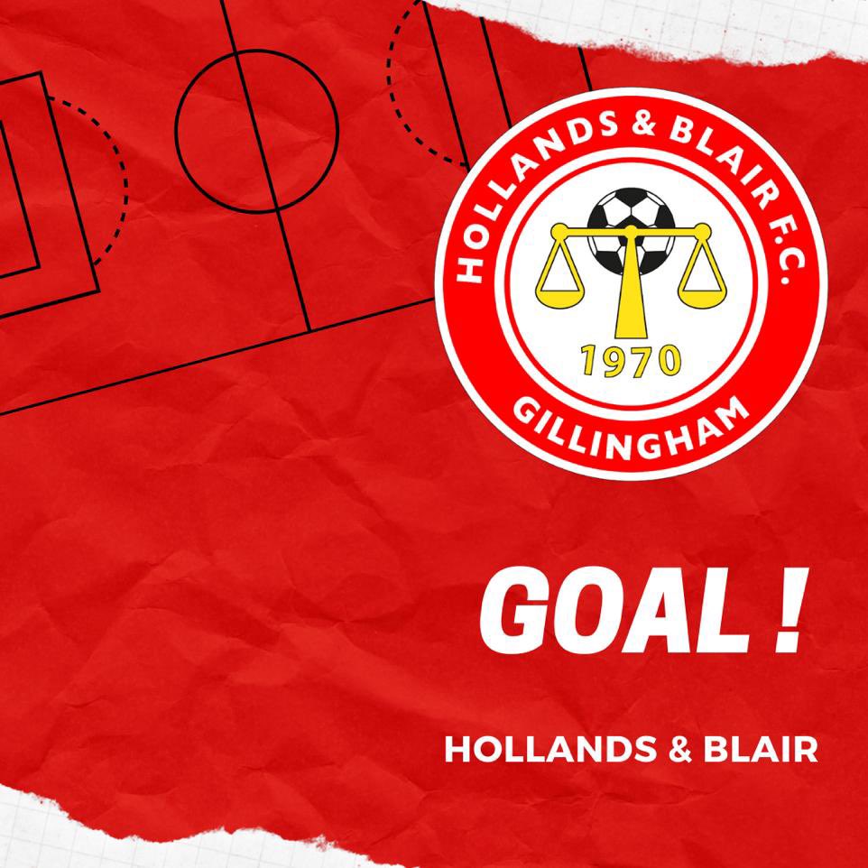 Fantastic equaliser for Blair, Edwards launched a 35 yard curling cross right at Denness who made no mistake from close range. Five additional minutes left. 2-2 @hollandsblairfc v @Tun_Wells_FC