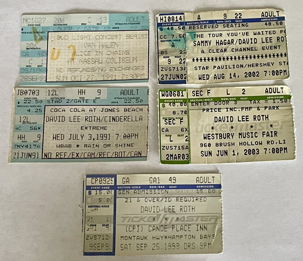 .@GregRenoff Found some of my old VH/DLR ticket stubs. Thought they were lost forever. Can’t find ‘82, ‘84 & ‘86 ones though. 😔#VanHalen #DavidLeeRoth
