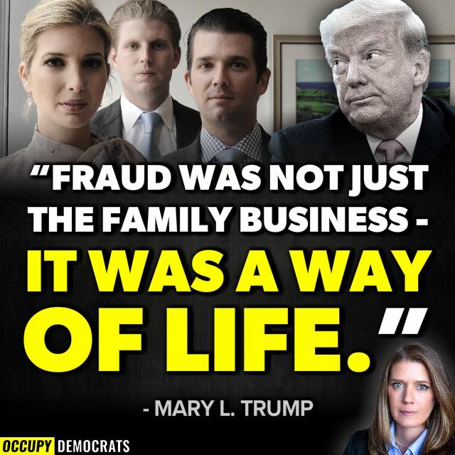 #DemVoice1 #DemsUnited This is the truth. This is their reality. They must never be our reality again. Mobsters. Thugs. Grifters. Thieves. Con-artists. That's the TRUMP family through and through. #VoteBidenHarris2024 #VoteBlueToSaveDemocracy