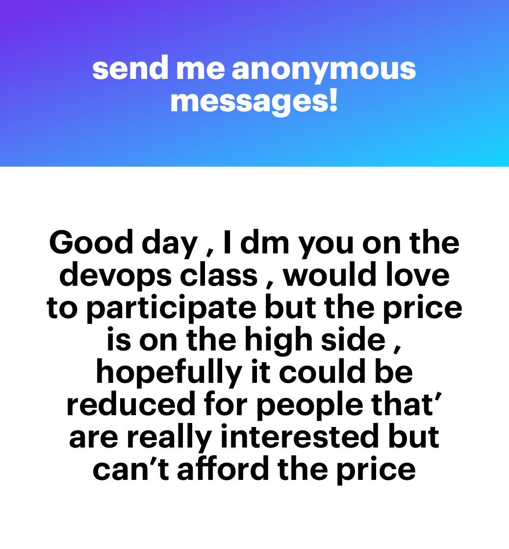 😭😭 if this is you, DM me. You know I’ll push out free courses too if I can but this classes have trainers that need to get paid for their time which comes at a premium for the quality of knowledge passed down. Also we once tried doing if for free and it didn’t survive.