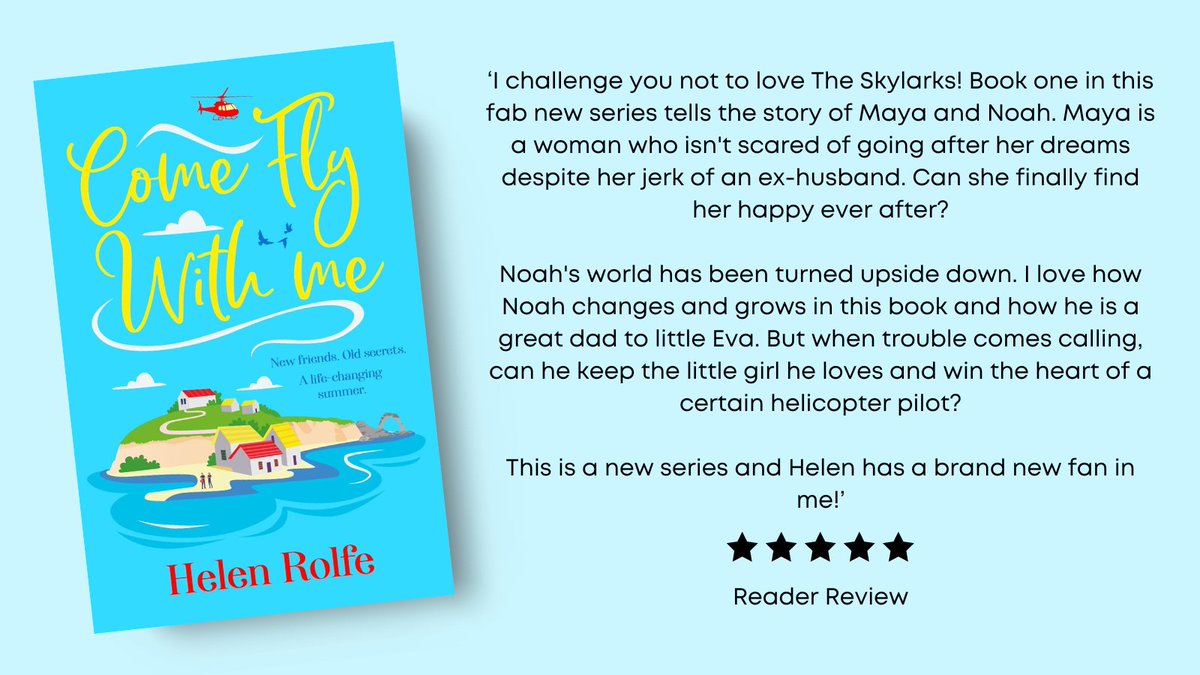 Delighted to see some early reviews for COME FLY WITH ME including this one! 🚁🩵I can't wait to share this new series with you all! Just over a month to go - Out May 22nd! mybook.to/flywithmesocial @BoldwoodBooks