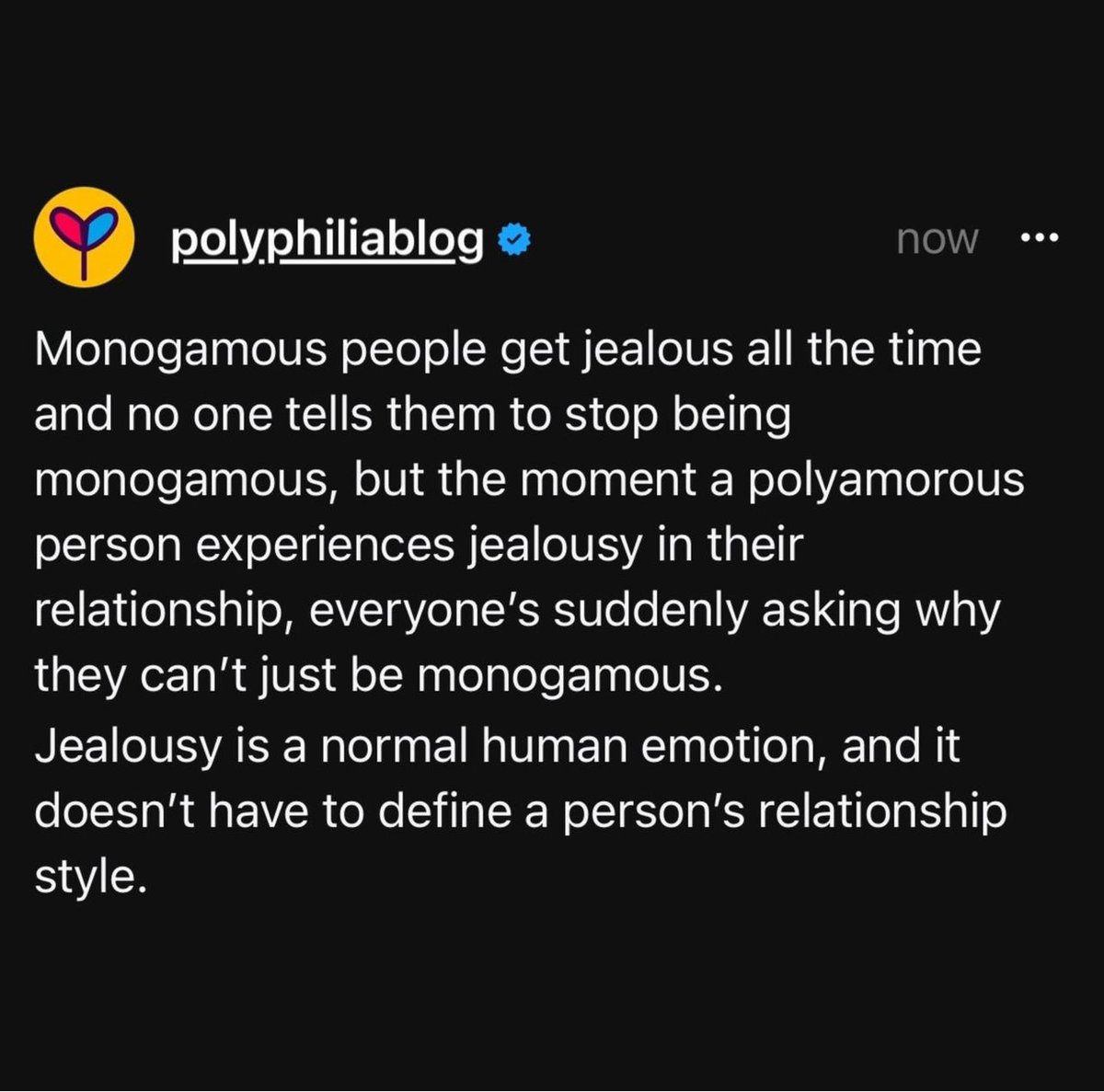 Jealousy is normal in all relationship dynamics -- romantic and otherwise! 
⁠
📸 @polyphiliablog⁠
⁠
#lexisylver #lexual #getlexual #RelationshipCoach #IntimacyCoach #LoveAndIntimacy #HealthyRelationships⁠